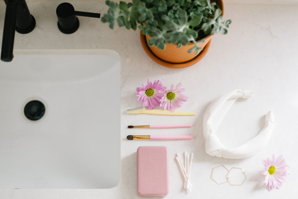 makeup brushes and selfcare items